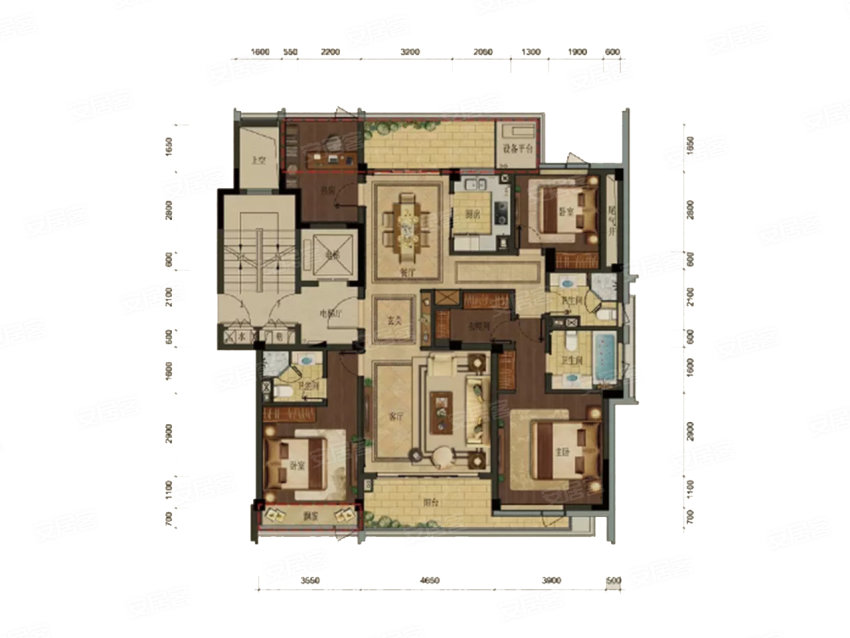145平户型， 4室2厅3卫1厨